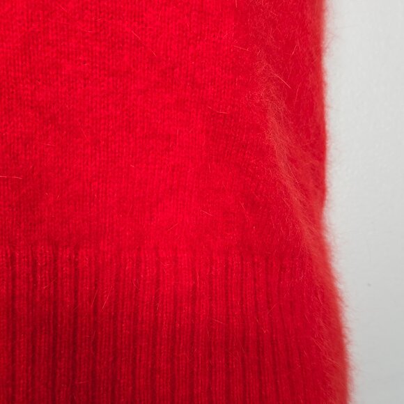 Moda International Angora Blend Sweater Large Puff Sleeve Red Top Sweatheart - Picture 4 of 7